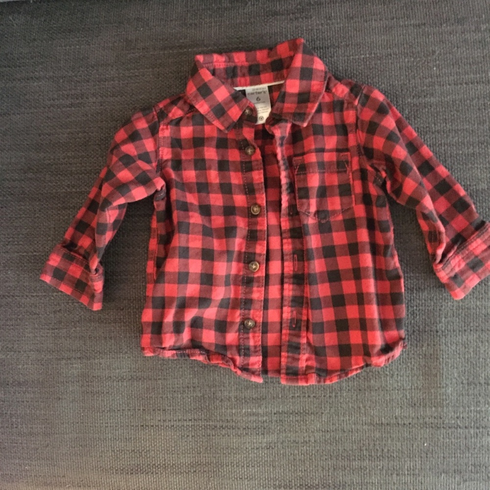 Red and black 6 month flannel